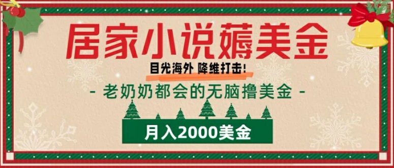 居家小说薅美金，拆解海外撸美金项目月入2000美刀详细指导-资源妙妙屋