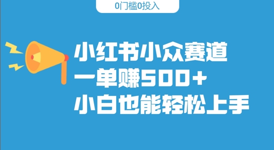 小红书小众赛道，一单收500+，小白也能轻松上手-资源妙妙屋