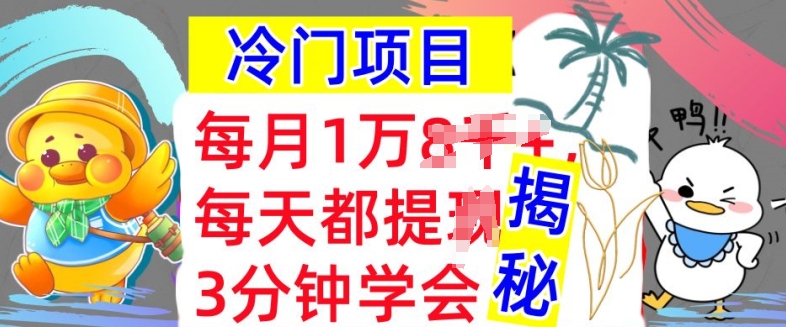 冷门项目，这个方法一定要学会，内部教程，每月1w(揭秘)-资源妙妙屋