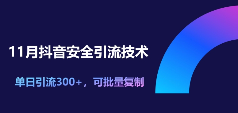 11月抖音安全引流技术，单日引流300+，可批量复制-资源妙妙屋