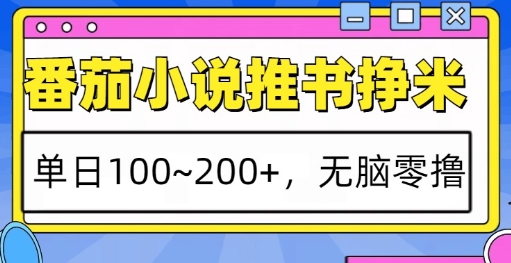 番茄小说推书挣米，单日100-200+，无脑零撸，实操流程-资源妙妙屋