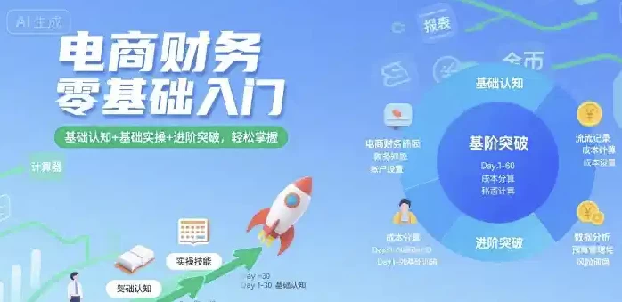 电商财务零基础入门教程，认知+实操+进阶全覆盖