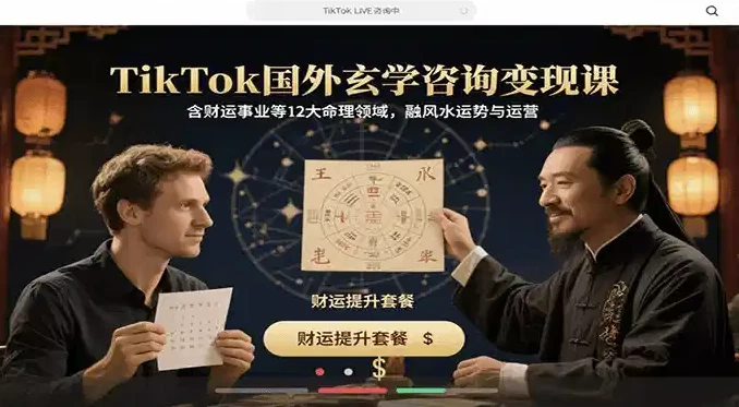TikTok国外玄学咨询变现课，含财运事业等12大命理领域